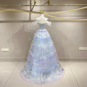 Robe de soirée Jancember JFH115, charmante, brillante, style Sweet 16, lourdement perlée, superposée, couleur pastel. - Product Image 4