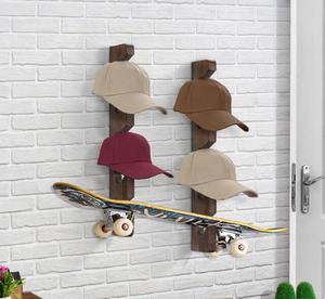 Hiện đại bằng gỗ treo tường <span class=keywords><strong>hat</strong></span> <span class=keywords><strong>Rack</strong></span> cho mũ bóng chày tổ chức hiển thị Closet với cửa trong phòng ngủ lưu trữ chủ - Product Image 3