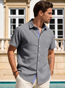Camisetas de <span class=keywords><strong>Manga</strong></span> <span class=keywords><strong>Corta</strong></span> con Bolsillos y Botones para <span class=keywords><strong>Hombre</strong></span>, Estilo Casual Americano, Nueva Colección Verano 2026 - Product Image 2