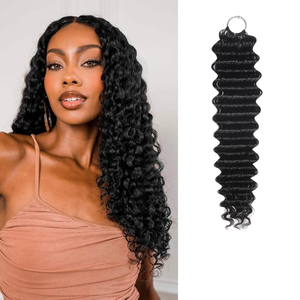 Extensions de <span class=keywords><strong>cheveux</strong></span> humains pré-plumées en vrac pour crochet, ondulées profondes, bouclées, à pointes effilées, réutilisables pour tresses - Product Image 1