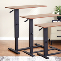 Bureau debout en métal, réglable et mobile, avec table d'appoint multifonctionnelle pour ordinateur et café, et table de chevet