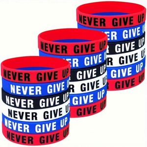 Bracelet en silicone « Never Give Up », bracelet de sport promotionnel, bracelet en caoutchouc élastique, bracelet en silicone pour événements, logo personnalisé - Product Image 1