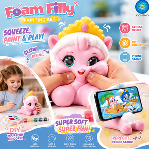 Kit <span class=keywords><strong>de</strong></span> <span class=keywords><strong>jouets</strong></span> squishy 3-en-1 à peindre soi-même, licorne en PU à remontée lente, jouet anti-stress à presser, créatif pour enfants, support <span class=keywords><strong>de</strong></span> téléphone, <span class=keywords><strong>jouets</strong></span> décoratifs - Product Image 1