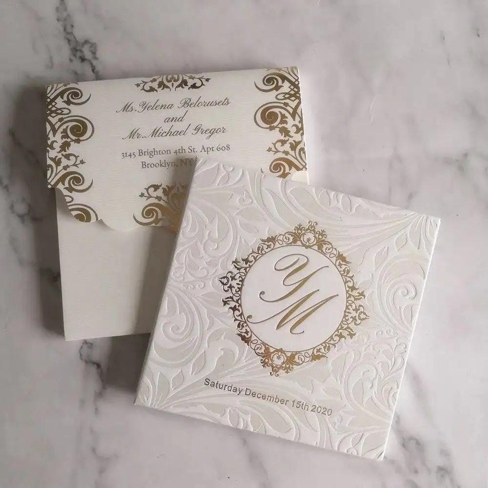 नवीनतम आगमन लक्जरी हार्डकवर शादी के निमंत्रण कार्ड के साथ कस्टम मुद्रण