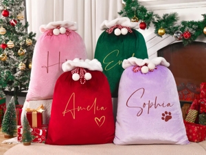 Personalized Velvet Drawstring <b>Santa</b> Present Sacks Reusable <b>Christmas</b> Jumbo Wrap Storage Gift Bag for Party Decor - Product Image 2
