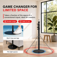 Support de lumière monopode à base ronde de 2,1 m, trépied en aluminium réglable en hauteur de 83 pouces, support de microphone au sol, capacité de charge de 20 kg