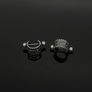 yunnique Tibetan Silver <b>Cuff</b> <b>Earrings</b> Spike Pattern Titanium Steel Ear Clips For Men Women Fashion Jewelry Geometric Design - Product Image 4