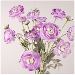 Fleur artificielle de lotus floqué, 6 têtes, en tissu plastique violet, haute simulation, pour décoration de mariage et ornement d'intérieur - Product Image 1
