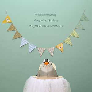 Vente en gros en stock mignon décoration de fête 12 cartes double face imprimé drapeau bannières - Product Image 6