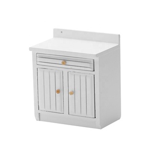 Maison de poupée Miniature meubles en <span class=keywords><strong>bois</strong></span> ensemble d'armoires de cuisine bassin <span class=keywords><strong>poêle</strong></span> torréfacteur 4 pièces-blanc - Product Image 3