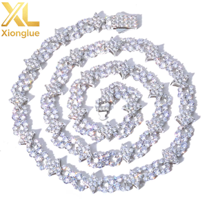 Hip Hop Fine Jewelry Necklace Spring Lock Clasp Iced Out Zircon Four Pointed Star Infinite Symbol Design Brass Link <b>Chain</b> - Product Image 4
