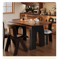Nouvelle table à manger ronde et carrée à double usage, style vintage Arc de Triomphe, en bois massif, pour une utilisation à domicile dans les petits espaces de vie.