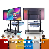 Tableau interactif plat LED 4K FHD de 75 pouces avec systèmes de double commande par stylet/tactile, tableau blanc intelligent pour l'éducation en classe