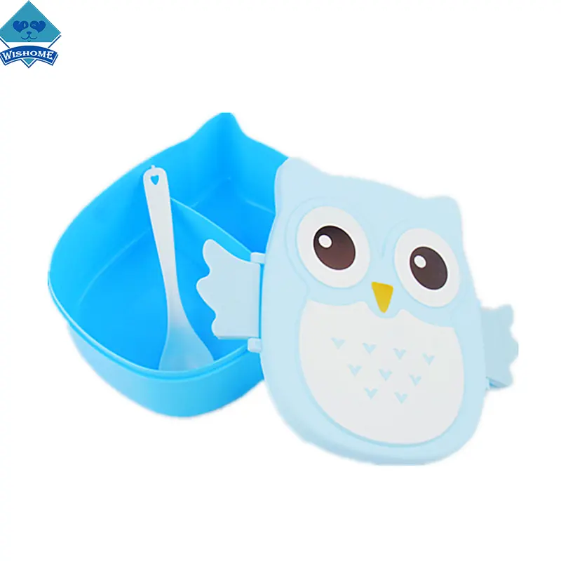 Wishome | Eco-friendly Cartoon Owl Lunch Box Plastic Colorful Bento Box Microwave Oven Cutlery Food Dining Tools