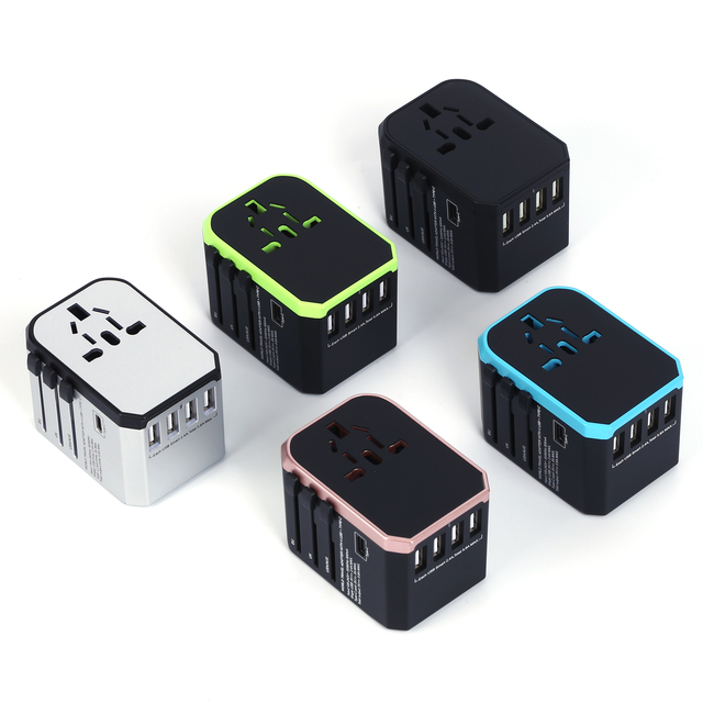 Electrical Travel Adaptor Socket Universal Travel Adapter with 5.6A Type-C 4USB UK US AU EU Plug Travel Adapter