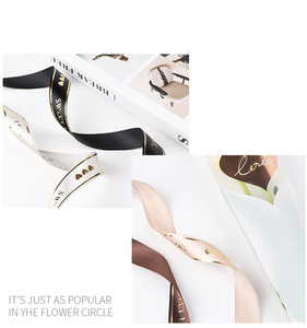 Rouleau de ruban en satin avec feuille imprimée personnalisée, 1 pièce, vente en gros, amour et cœur, pour bouquet de fleurs - Product Image 6