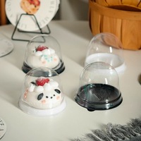 Boîtes à gâteaux en plastique noir blanc or 8cm de haut couvercle transparent jetable Dessert Mousse conteneur d'emballage