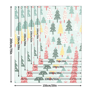 Wholesale Christmas Tree Print <b>Flannel</b> Throw Blanket Rectangular Anti-Pilling Home Decor Winter Classic Style - Product Image 5