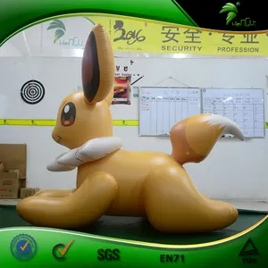 Hongyi passeio inflável de animal do brinquedo, coelho inflável ao apertar, figura de ar do pokemon