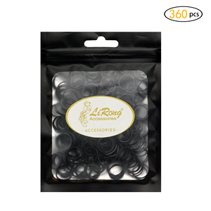 Fábrica auditada BSCI Lirong 360PCS Reutilizable Reciclado TPU Negro Durable Sin daños en el cabello Bandas de goma para el cabello trenzado elástico - Product Image 2