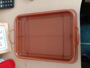 Bandeja de Cobre Antiadherente Ecológica para Cocina a Gas con Parrilla <span class=keywords><strong>y</strong></span> Cesta de Drenaje para Freír Pollo - Product Image 4