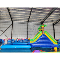 Toboggan aquatique gonflable tropical commercial avec piscine à jets d'eau amovible, toboggan rebondissant en PVC pour enfants, idéal pour la location lors de fêtes en extérieur