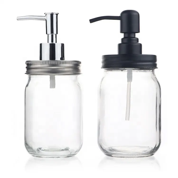 Wholesale 450 ml 16 oz Glass Soap Dispenser Jars And Bottles With Pump