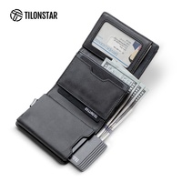 Dompet Pop Up Kulit Aluminium Anti-RFID Berkualitas Tinggi TILONSTAR TVC125M untuk Pria, dengan Tempat Kartu Kredit dan Uang Tunai