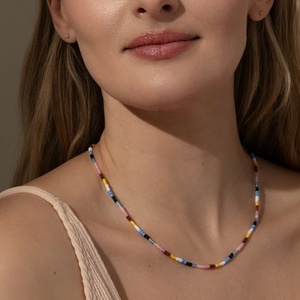 Collier personnalisé avec perles colorées délicates, nouveau design, plaqué or 14 carats, acier inoxydable, tendance pour femmes - Product Image 2