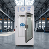 Exhibidor de Hielo en Cubos Embolsado de Acero Inoxidable de 2 Puertas para Interiores Comerciales, Enfriamiento Directo, Vertical, Control Digital