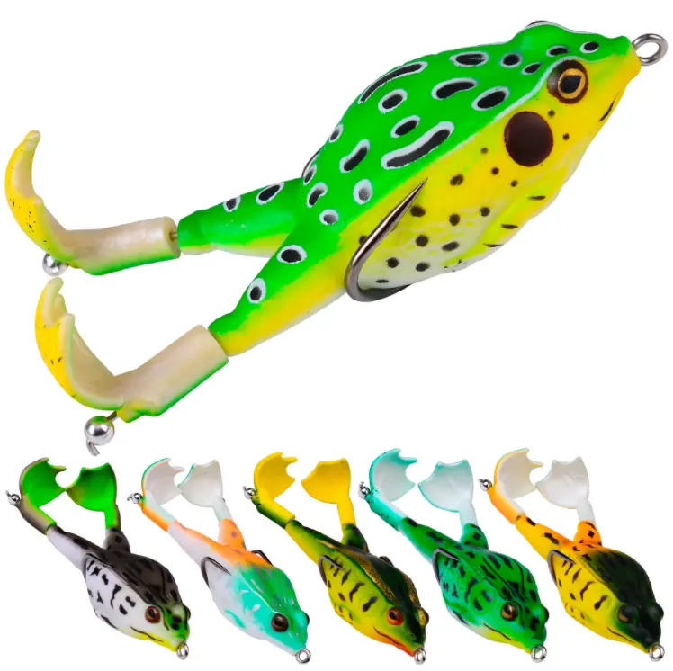 Topwater Frog Fishing Lure 3D Life-like Rubber Artificial Frog Soft Bait Fishing Tackle.