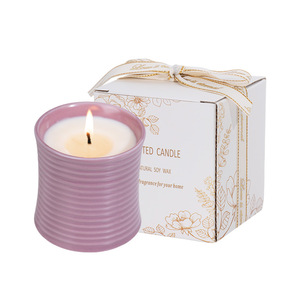 Custom Slim Waist Ceramic Cup Soy Wax <b>Candle</b> Smokeless Fresh Scent <b>Long</b> Lasting Home Aromatherapy Ornament - Product Image 5