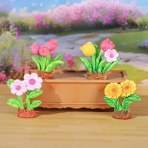 Flores Artificiales de Resina, Mini Plantas Decorativas para Escritorio, Decoración de Jardín de Primavera, Estilo de Alta Simulación A B C D - Product Image 1