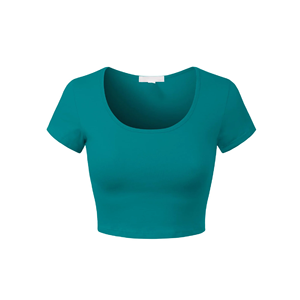Tops cortos de Color sólido a la moda de manga corta de gran tamaño para mujer de calidad superior Camiseta corta informal personalizada camiseta de BD - Product Image 5