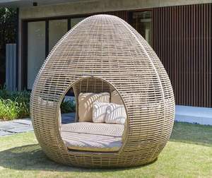 Cozy Cushioned Weather-Resistant Modern Outdoor <b>Rattan</b> Bird's Nest <b>Daybed</b> for Hotel Dining Backyard Napping Outdoor Furniture - Product Image 5