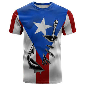 Camiseta de Puerto Rico con el Símbolo de la Rana <span class=keywords><strong>Coqui</strong></span> y Diseño de Bandera Desgastada, Camisetas Deportivas Casuales de Cuello Redondo de Puerto Rico al por Mayor - Product Image 2