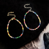 Zircon incrusté de pierre colorée Bracelet corée mode Internet célébrité Design accessoire haute qualité argent plaqué or bijoux