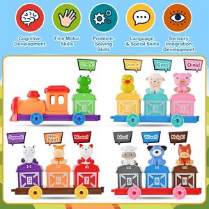 Set Treno con Animali da Fattoria per Bambini, Gioco Educativo <span class=keywords><strong>Montessori</strong></span> per Conteggio, Abbinamento e Ordinamento, 10 Marionette da Dito, Fattoria Educativa - Product Image 2