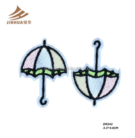 Patchs parapluie 3D broderie fraise tissu thermocollant et cousu PVC et sergé en forme de coeur et de tigre pour chapeaux