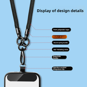 Lanière de transport pour téléphone portable à usage multiple Sangle de cou anti-perte Nylon durable avec clip pour étui de téléphone - Product Image 4