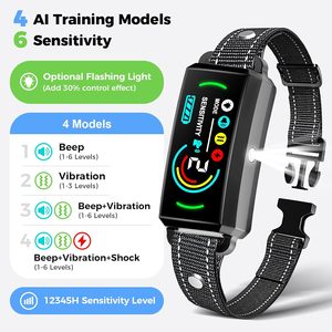 2025 Fábrica al por mayor AI Tech IP67 <span class=keywords><strong>Collar</strong></span> de perro antiladridos impermeable <span class=keywords><strong>Collar</strong></span> de choque de perro profesional con luz intermitente - Product Image 2