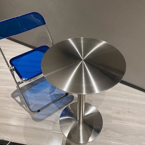 Mesa de Jantar de Restaurante em Aço Inoxidável com Design Moderno, Tampo Redondo e <span class=keywords><strong>Base</strong></span> - Product Image 1