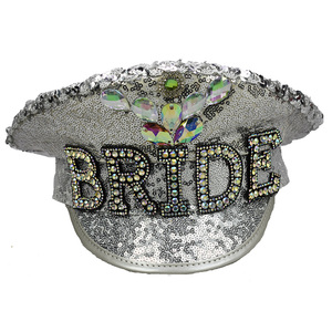 <span class=keywords><strong>Cappello</strong></span> da <span class=keywords><strong>Capitano</strong></span> Argento Scintillante con Paillettes per Addii al Nubilato e Matrimoni all'Aperto della Fabbrica Manwu - Product Image 5