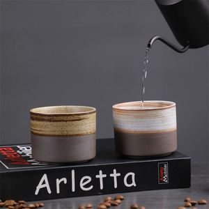 Handmade Printed Ceramic Coffee <b>Mugs</b> Without Handle Porcelain Tea Cups Japanese Retro Clay Water Cups for Restaurant - Product Image 2