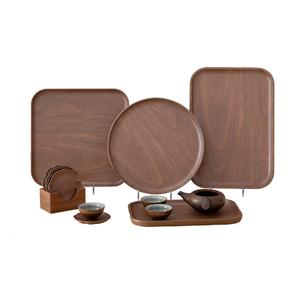 <span class=keywords><strong>Service</strong></span> de table pour assiette à salade 8 ", assiettes en mélamine noir, Grain de bois gris - Product Image 5