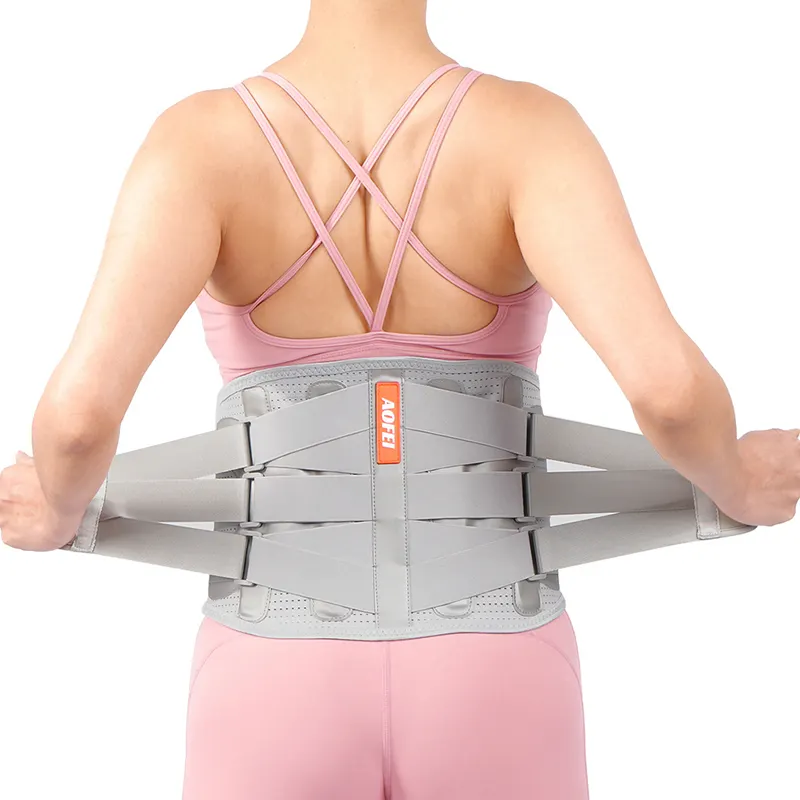 Ceinture de soutien lombaire en néoprène gris grande taille, ceinture élastique de traction, taille forte