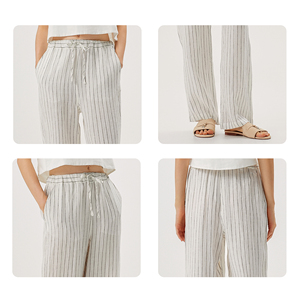 Taille haute élastique lin tissu pantalon ample printemps et été dames vêtements <span class=keywords><strong>de</strong></span> bureau décontracté bande <span class=keywords><strong>crayon</strong></span> pantalon pantalon pour femmes - Product Image 5