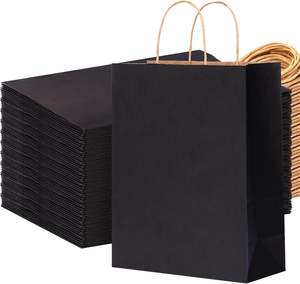 Bolsa de Papel Negra de Lujo para Regalos Empresariales, Personalizada con Logotipo Impreso, Bolsa de Papel para Joyería y Compras con Asas - Product Image 1