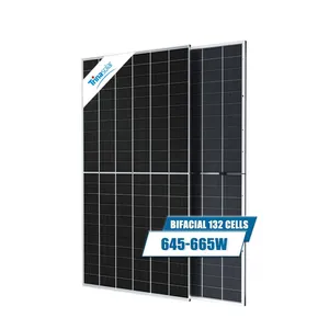Importar trina bifacial solares painéis anhui 645W 650W 655W 660W 665W telhado de vidro duplo telha painel solar