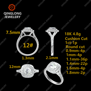 カスタムジュエリー14K/18Kホワイトゴールド結婚指輪IGI認定クッションラボ成長ダイヤモンド婚約指輪 - Product Image 5